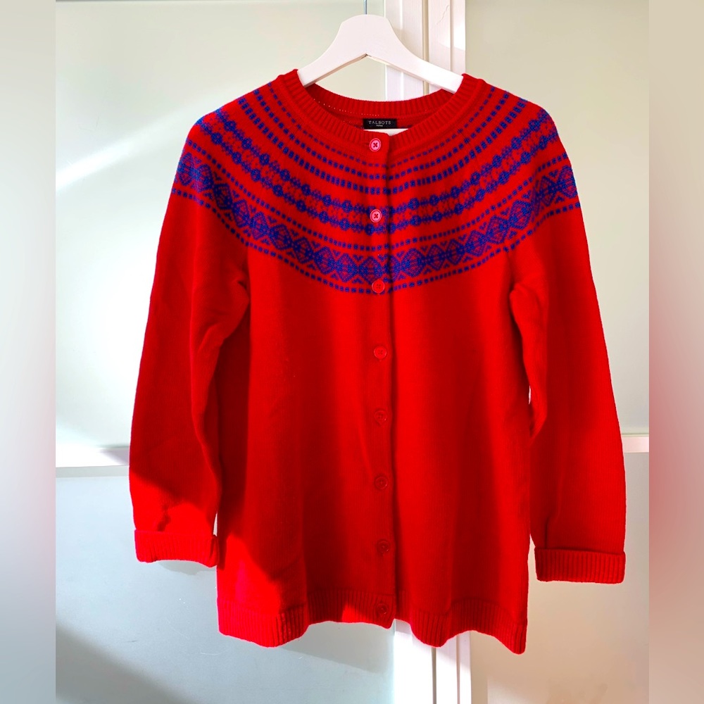 Talbots Fair Isle style button down sweater. Size 0X